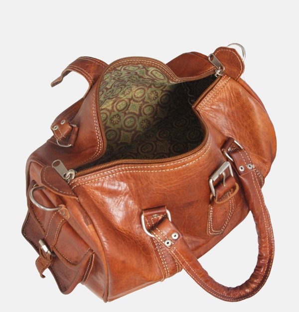 Berber Leather The Rabat Bowling Bag in Tan
