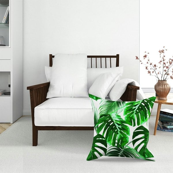 Warren Reed Tropical Jungle Leaf Pattern Floor Cushion