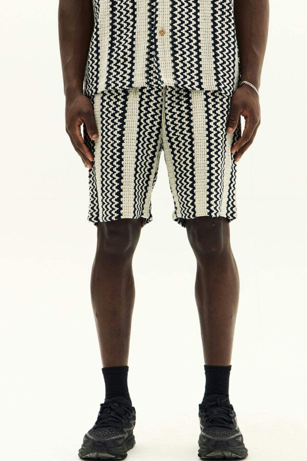 Men’s Crochet Texture Matching Shirt & Shorts Set – Boxy Fit | 100% Cotton
