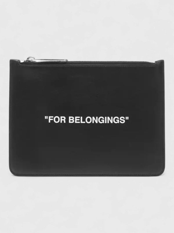 Off-White Quote Print Clutch Bag Black