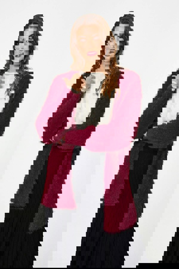 Red | Soft Textured Longline Open Cardigan
