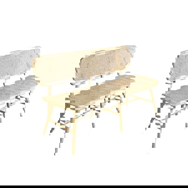Penny Cane Rattan Bench, Oak-Sofas-Weilai Concept-Weilai Concept