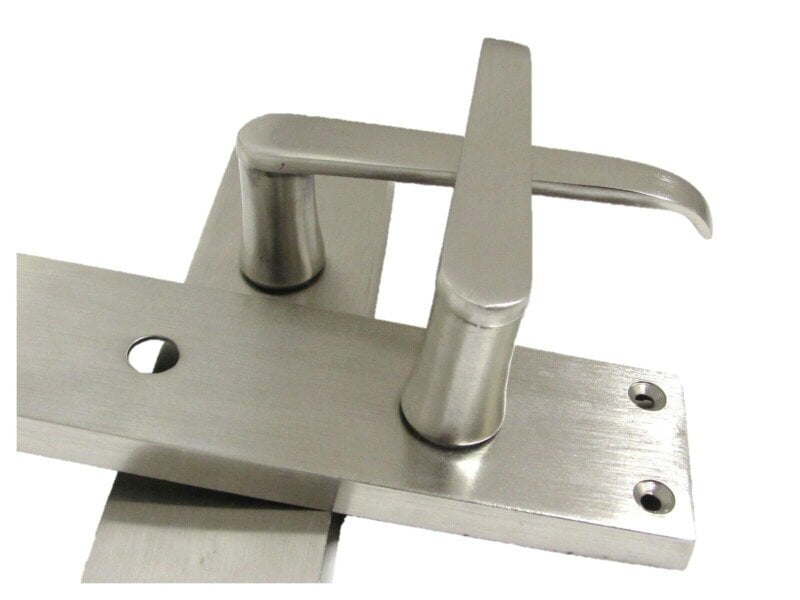 EDH Door Hardware Victorian Straight Satin Nickel Interior Bathroom Door Handles