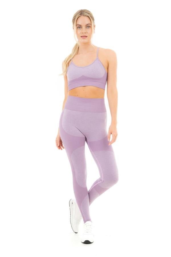 Smart Living Women's Seamless Ribbed Marl Leggings - Plum