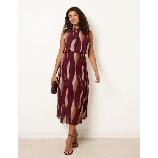 Blue Vanilla Sleeveless Puffball Pleated Dress