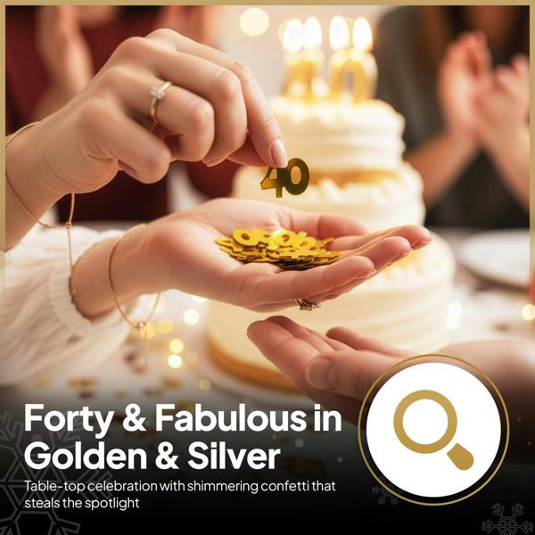 40th Birthday Gold Metallic Foil Confetti Pack for Party Tables and Milestone Celebrations image 6