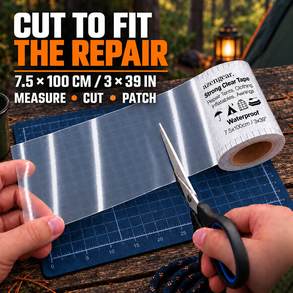 aZengear Strong Clear Tape for Tent Repair | Waterproof, Tenacious