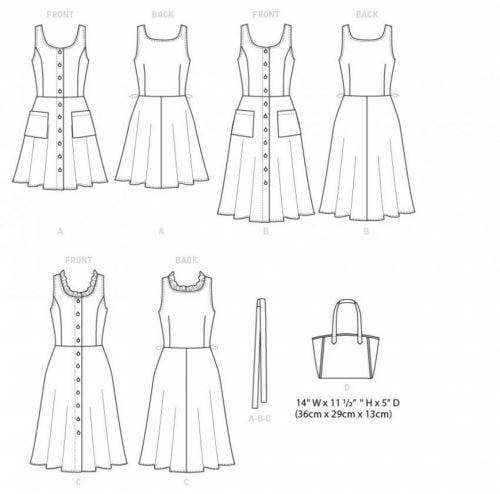 Butterick Sewing Pattern 6674, Dresses, Bags for Women, A5 (6-8-10-12-14) - Easy