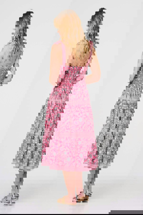 Pink | Floral Sleeveless Tiered Sun Dress