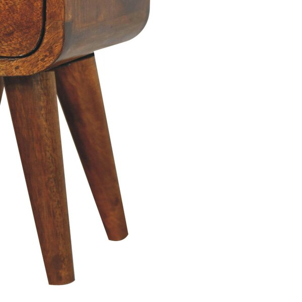Wyld Haus Cagliari Small Chestnut Curve Drawer and Shelf Bedside Table