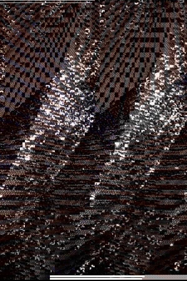 Sequin Starburst Cape Sleeve Midi Dress - Black DR4799