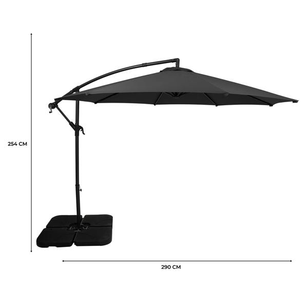 Jardi Cantilever Parasol 3m With Square Base – Grey
