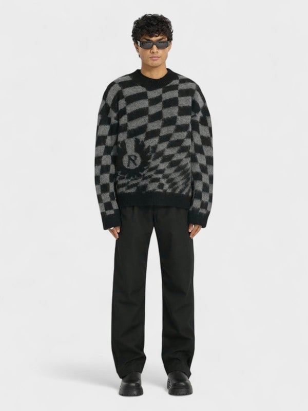 Represent X Belstaff Checkerboard Knit Sweater Shadow