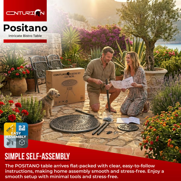 Centurion Supports POSITANO Garden and Patio Grey Cast Aluminium Bistro Table