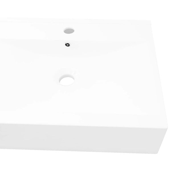 Berkfield Rectangular Ceramic Basin Sink White with Faucet Hole 60x46 cm