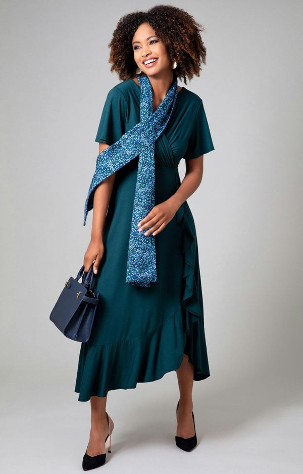 Alie Street London Azra Woven Scarf Blue and Green Floral