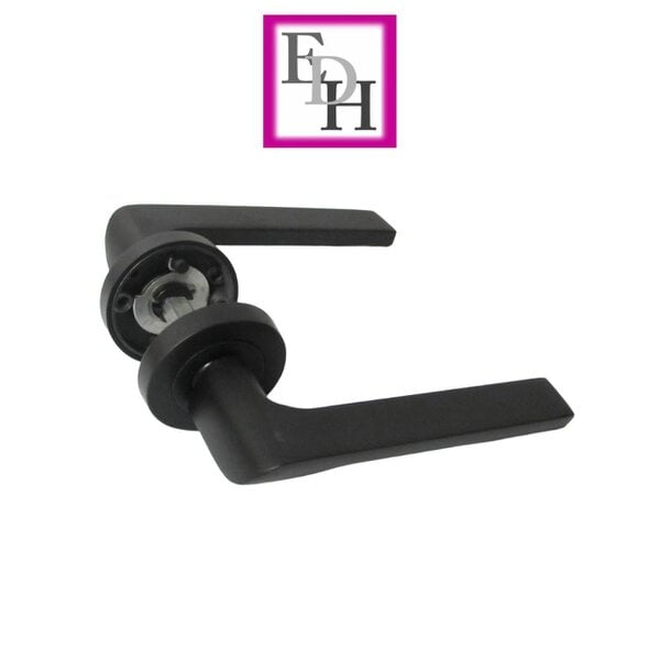 EDH Door Hardware Modern Matt Black Door Handles Internal - Uno-2 Lever Latch On Rose