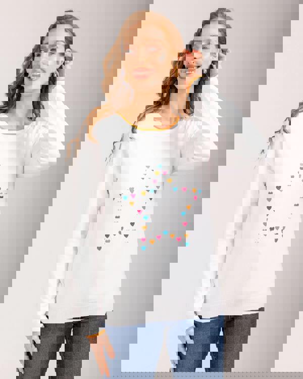 Mudflower Heart Embroidery Drop Shoulder Jumper