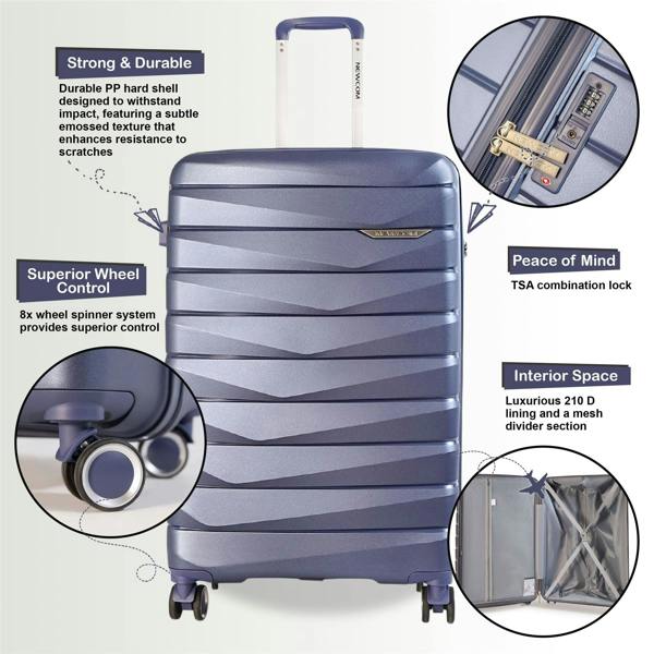 Infinity Luggage Hard Shell Cabin 36 x 22.5 x 56 cm PP Luggage Suitcase Suitable for Easyjet, Ryanair