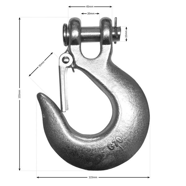 WINCHMAX Steel Rope 25m X 14mm, Hole Fix. 1/2 Inch Clevis Hook. For winches up to 20,000lb.