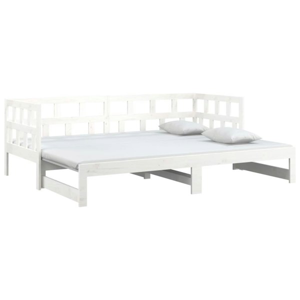 Berkfield Pull-out Day Bed White Solid Wood Pine 2x(90x190) cm