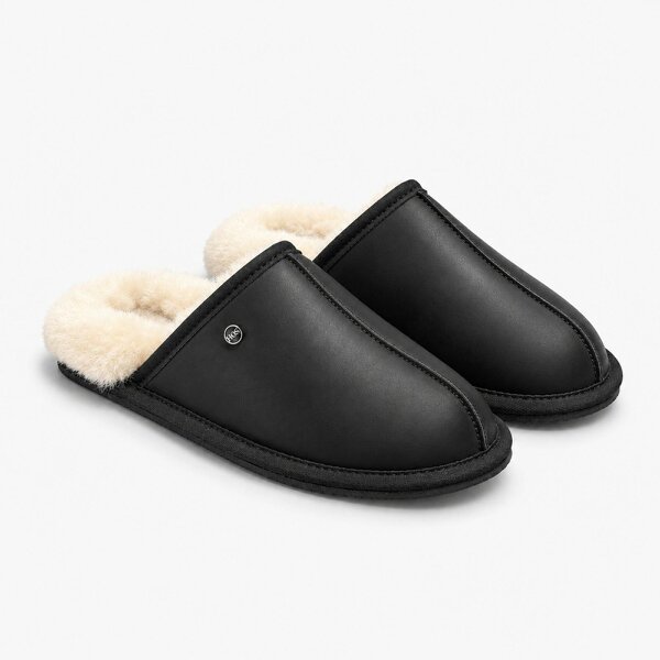 HOS Sheepskin EDWIN Mules   in  Black