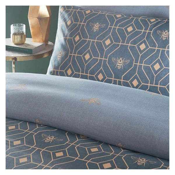 Furn Bee Deco Geometric Duvet Cover Set - French Blue