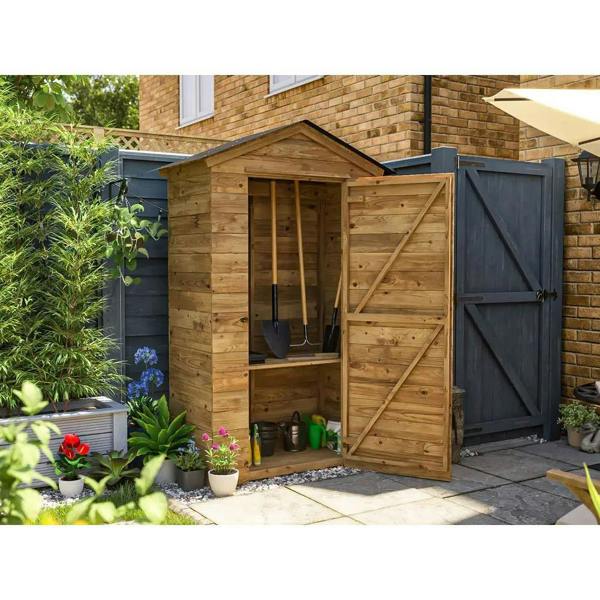Dunster House Wooden Tool Shed 2m x 1m Sentry Box Wooden Garden Storage Talia Tool Rail Roof Felt