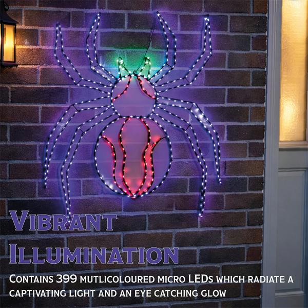 Fxlab Multicolour Micro LED Metal Silhouette Spider Outdoor Timer