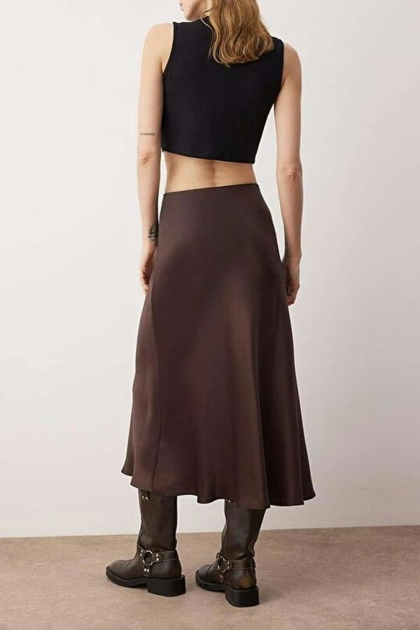 WOVCOR Woven Midi Satin Skirt