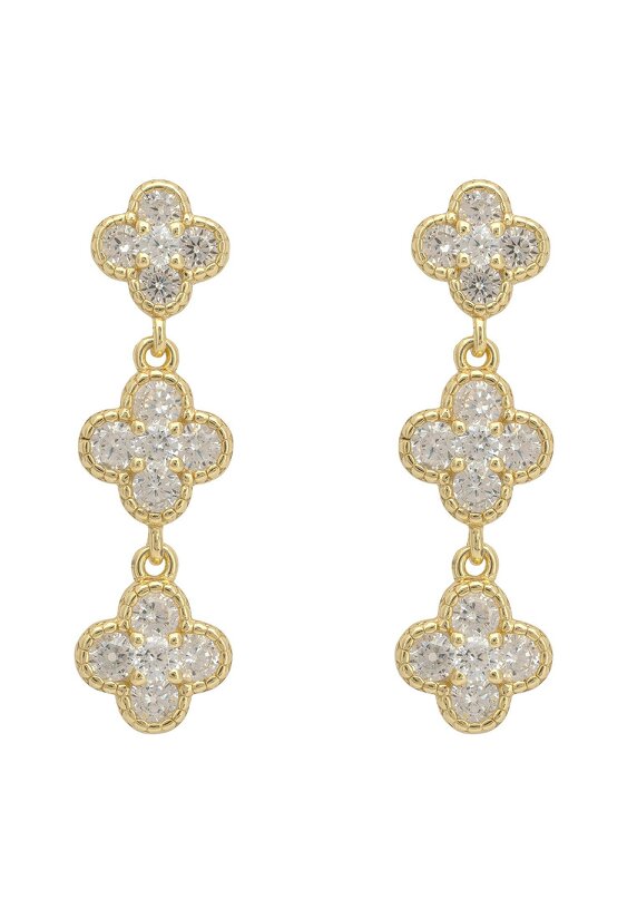 Latelita Mini Triple Clover Drop Earrings Gold