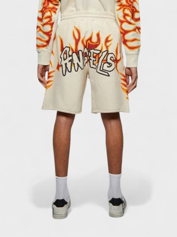Palm Angels Graffiti Flames Sweatshorts Off White