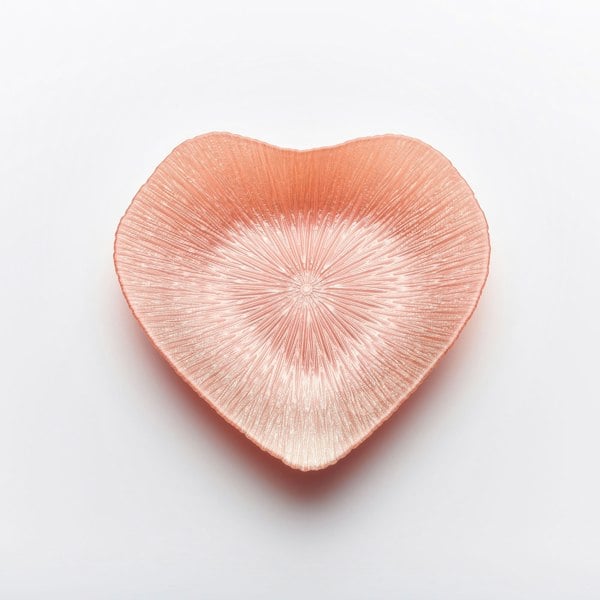 Glass Bowl - Heart Design - Pink