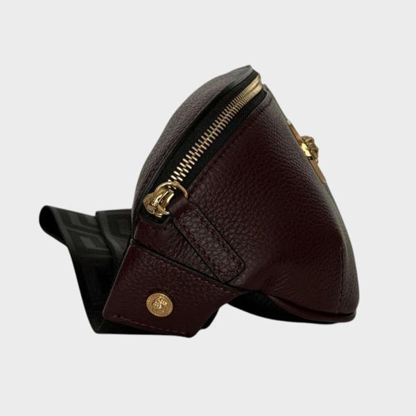 Versace Medusa Head Grainy Calf Leather Belt Bag Burgundy Black