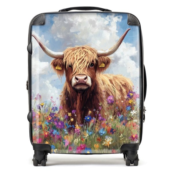 Warren Reed Highland Cow In A Summer Meadow Suitcase