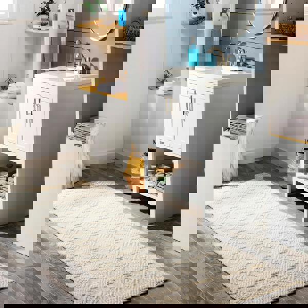 Livabliss Hygge-Hand Woven White Wool Cottage Rug