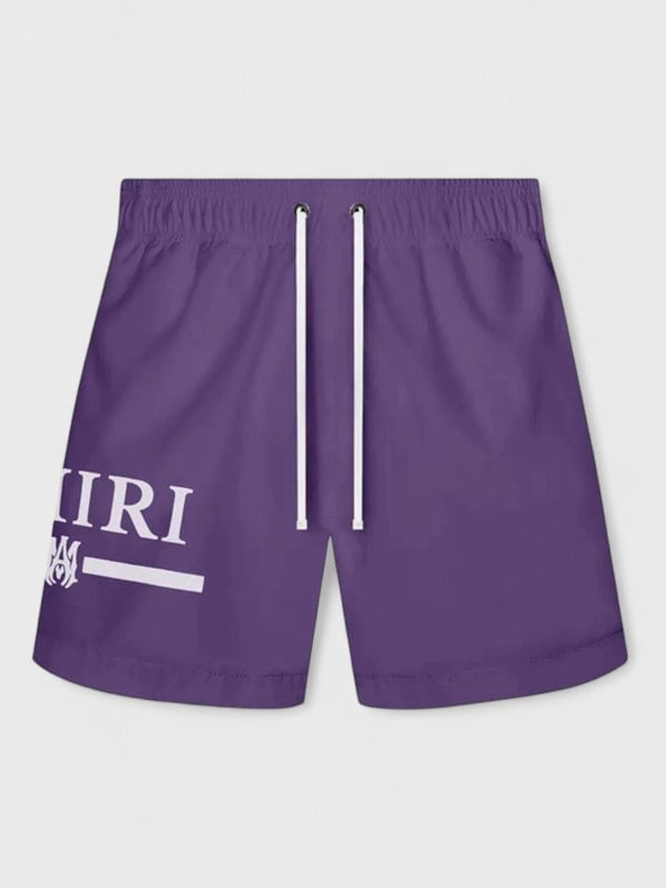 Amiri MA Bar Logo Swim Trunks Purple - Supplied FashionAmiri