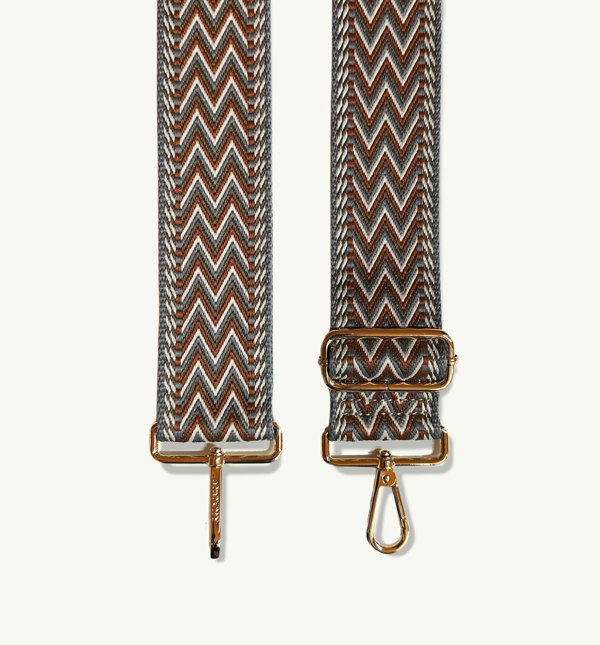 Apatchy London The Tassel Light Grey Leather Crossbody Bag With Tan Boho Strap