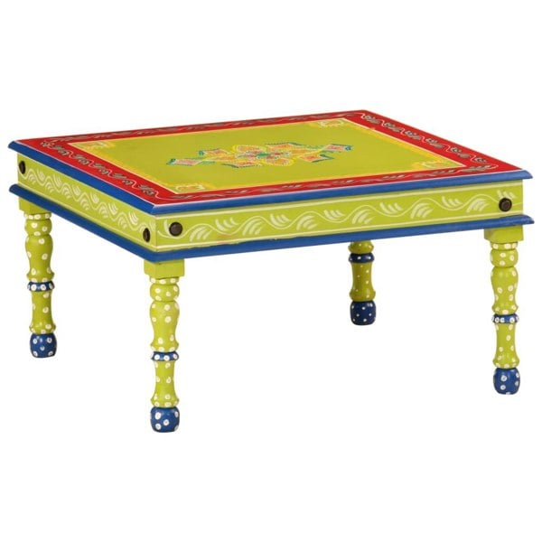 Berkfield Coffee Table Green Hand Painted Solid Wood Mango