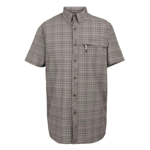 Regatta Mens Checked Packaway Travel Shirt - Treetop - Treetop - 96% Polyester/4% Elastane