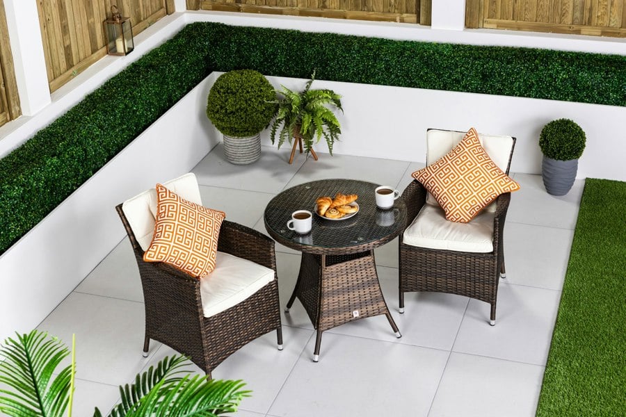 Giardino Savannah Rattan Garden Bistro Set Patio Table and Chairs Furniture