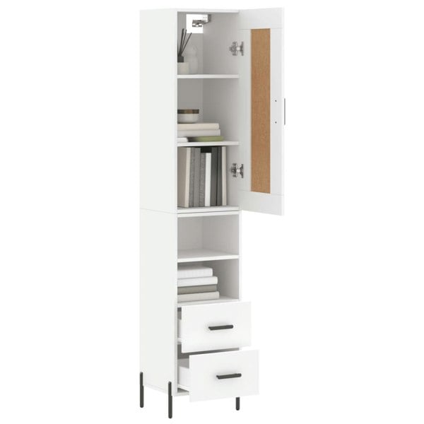 Berkfield Highboard White 34.5x34x180 cm Engineered Wood