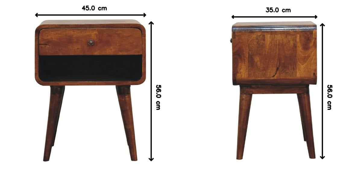 Artisan Furniture Solid Wood Curve Open Slot Chestnut Bedside