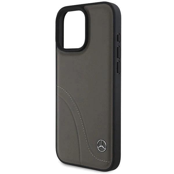 Mercedes MB Curved Stitches Leather Case for iPhone 16 Pro Max 6.9" Brown - MEHCP16X23RBCSB
