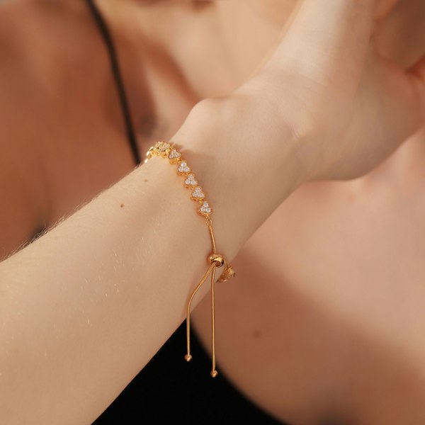 Gold Trip Crystal Heart Slider Bracelet