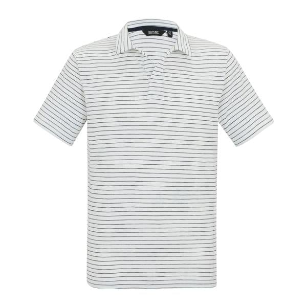 Regatta Mens Hadvo Stripe Polo Shirt - White/Navy - 