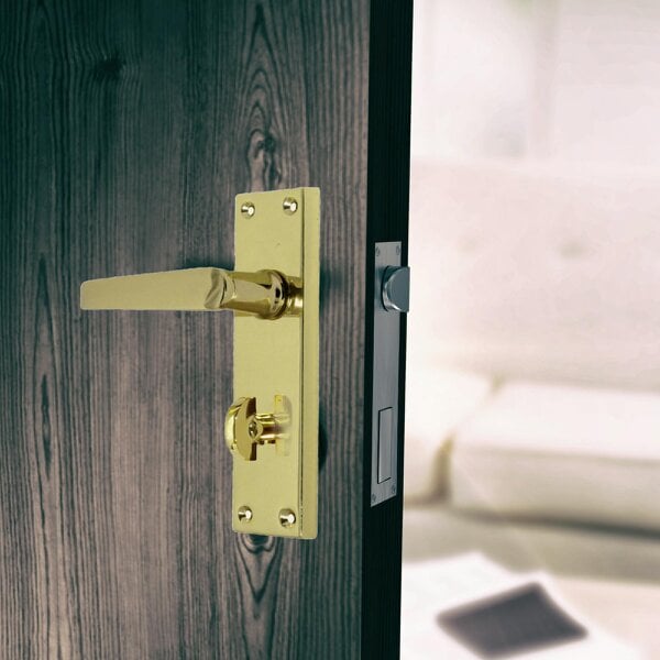 EDH Door Hardware Victorian Straight Brass Bathroom Door Handles – Interior Lock Handle 1 Pair