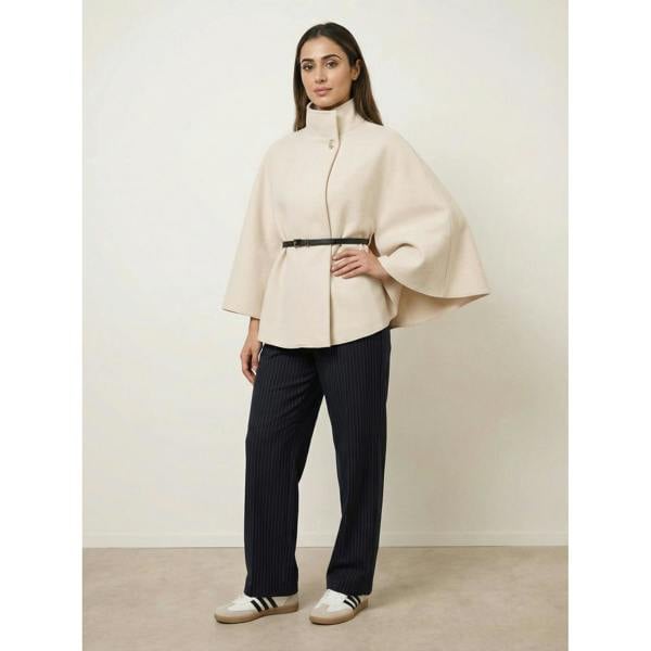 Blue Vanilla Belted Cape Coat