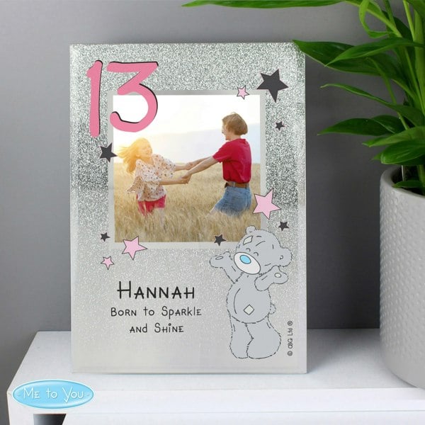 Personalised Memento Company Personalised Me To You Sparkle & Shine 4x4 Glitter Glass Photo Frame
