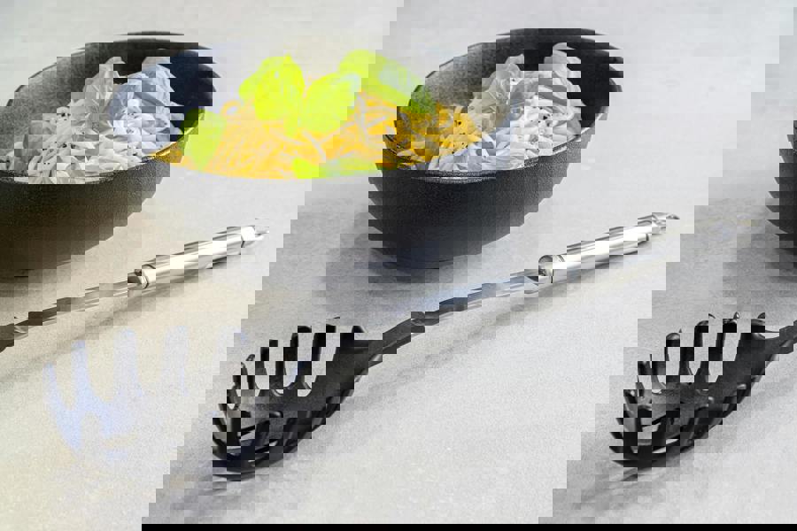 KitchenCraft 5pc Oval-Handled Stainless Steel Kitchen Utensils Set – Spaghetti Server, Spatula, Half-Round Turner, Skimmer & Ladle